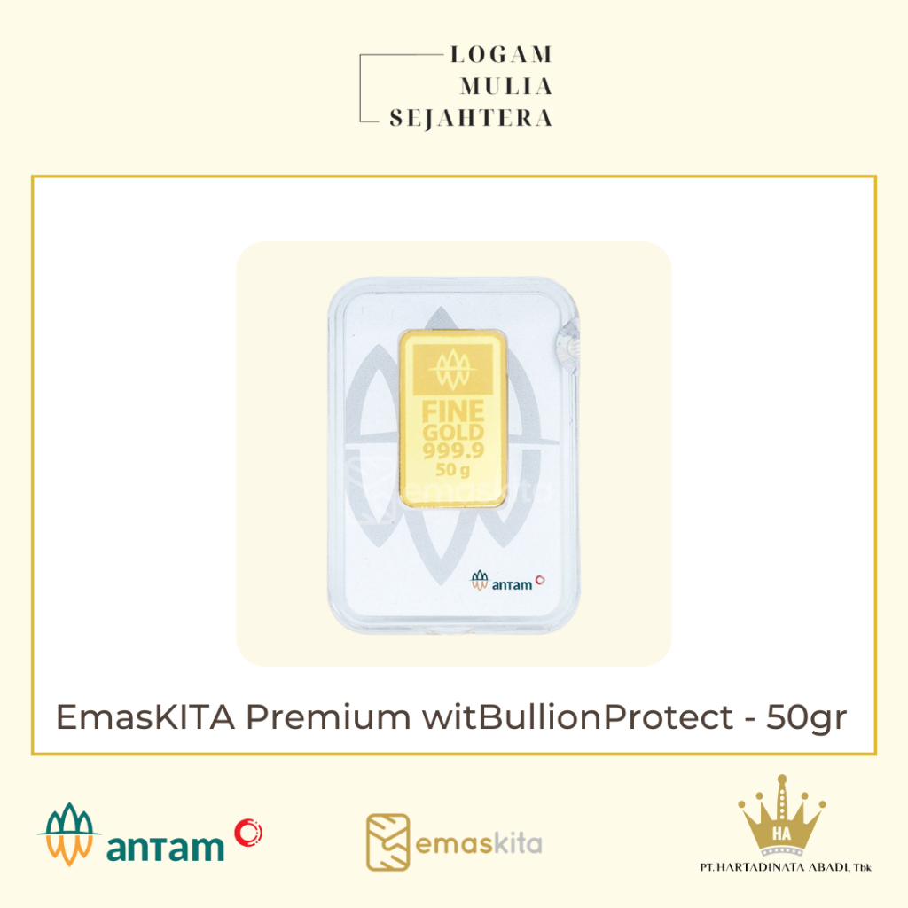 LOGAM MULIA 50 GRAM ANTAM INDONESIA / HARTADINATA / EMASKITA