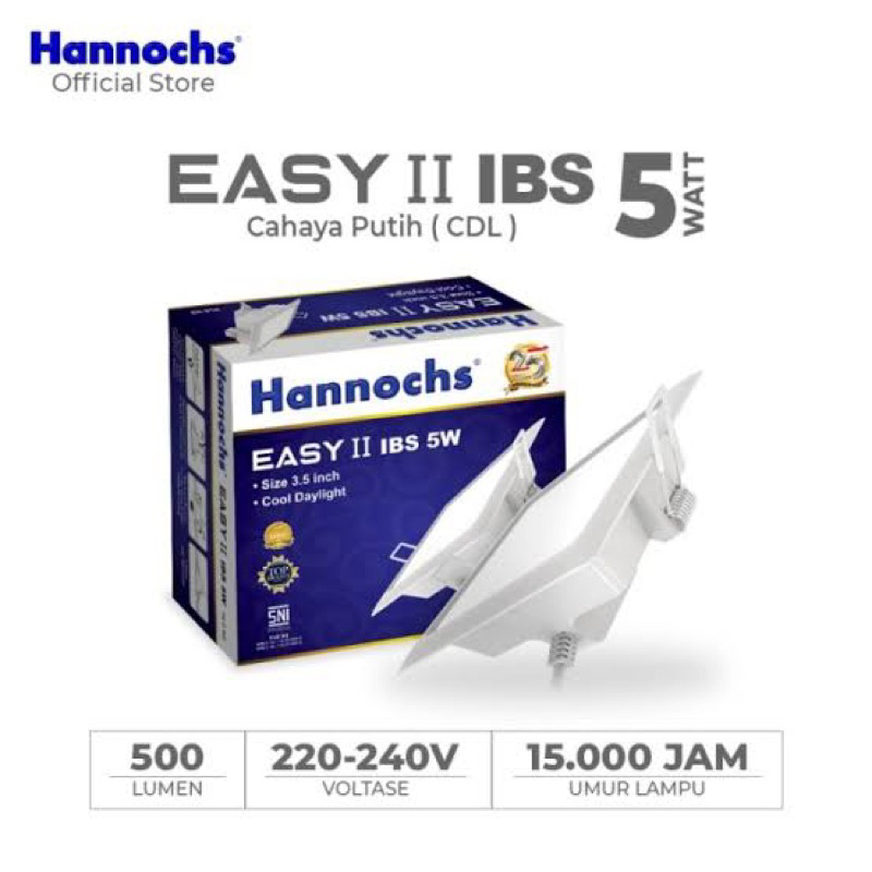 Lampu Downlight LED Hannochs IBS 5 Watt (Cahaya Putih / 6.500K)
