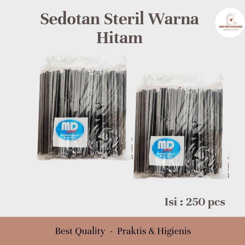 Sedotan Plastik Steril || Sedotan Steril Plastik Warna Hitam || Sedotan Steril Runcing || 1 Pack Isi