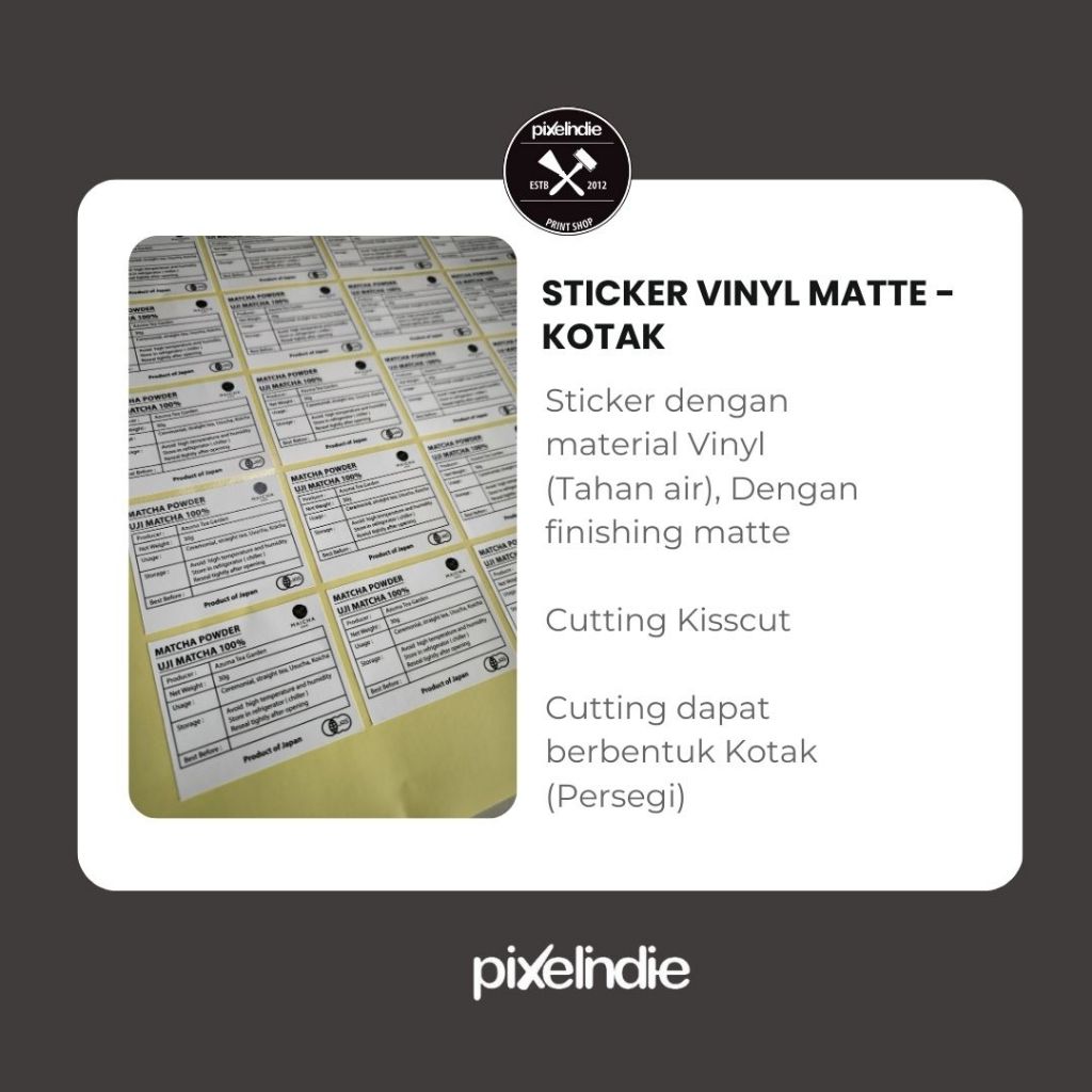

Sticker Vynil Matt Label Persegi atau Kotak Tahan Air