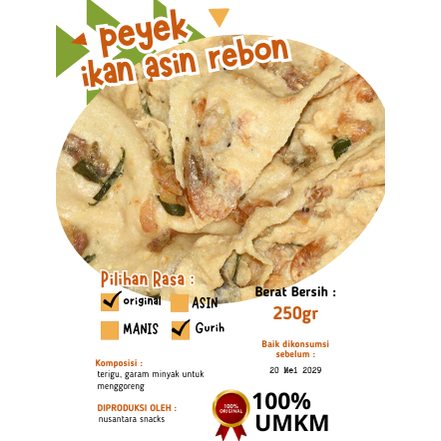 

piyek / Peyek Renyah Gurih Peyek Ikan Asin Rebon Original UMKM 250Gram