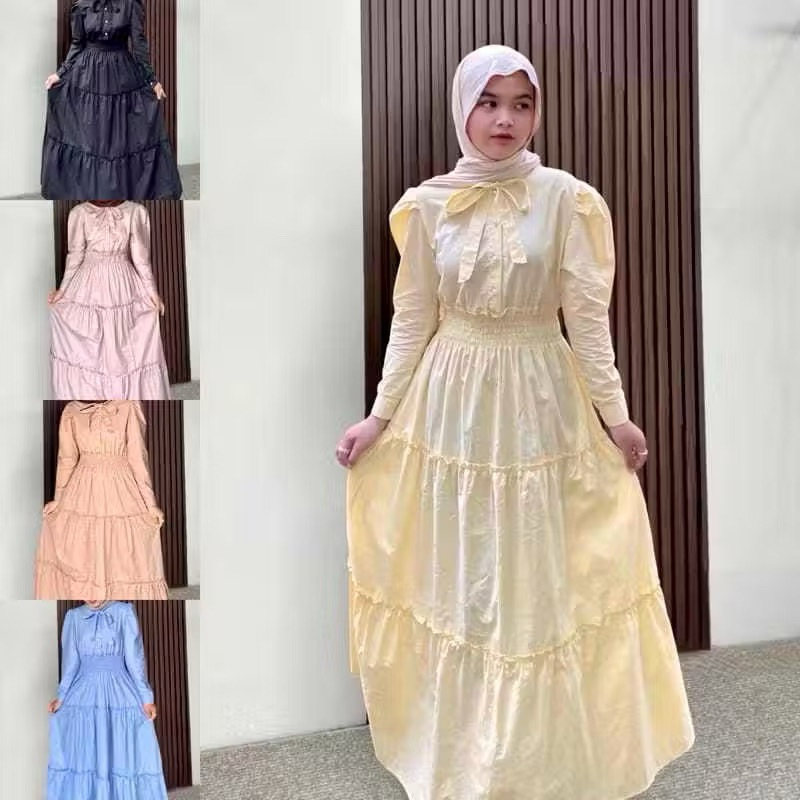 SHANUM DRESS/DRESS REMPEL KOREAN STYLE/DRESS LEBARAN/DRESS KONDANGAN