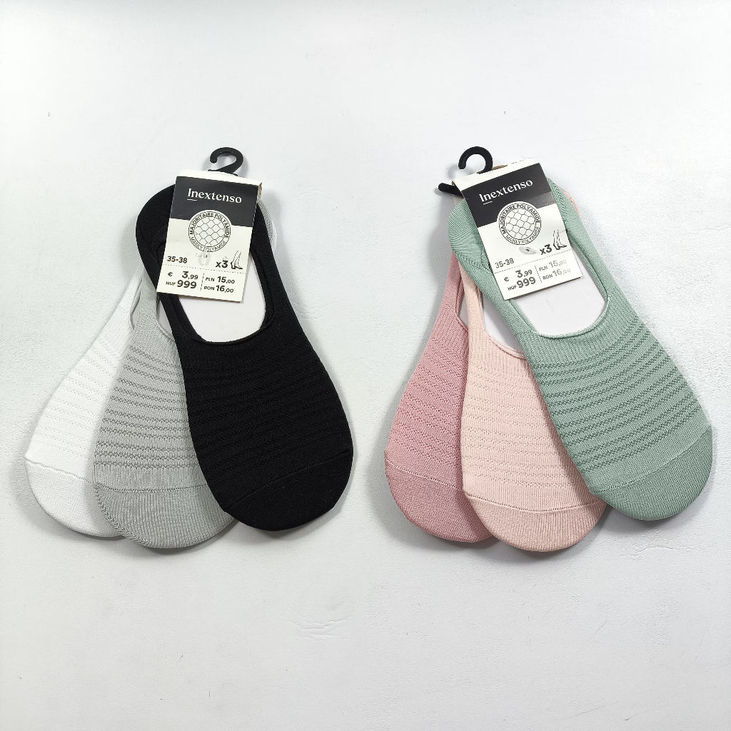 [ 3 Pasang ] Kaos Kaki Invisible InExtenso Women's Half Socks Size 35-38