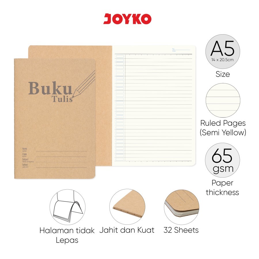 

Joyko Buku Tulis A5 14 x 20.5cm Joyko NB-741 A5 Buku Tulis / Block Note / Buku Catatan Bergaris / Ruler Note Book / Notepad Ukuran A5