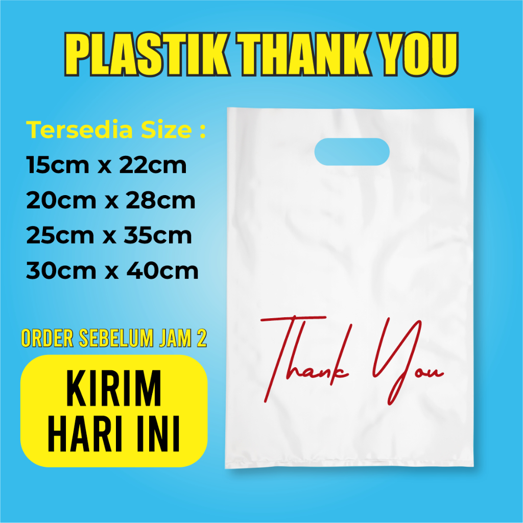 

(Isi 50pcs size 30 x 40cm) plastik belanjaan, plastik kemasan, plastik thank you, plastik bungkus Pakaian