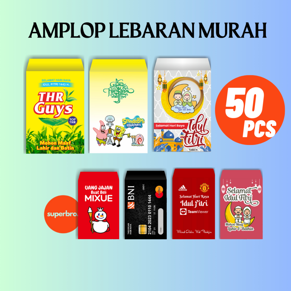 

PROMO 50 PCS AMPLOP LEBARAN 2025 MURAH MOTIF VIRAL