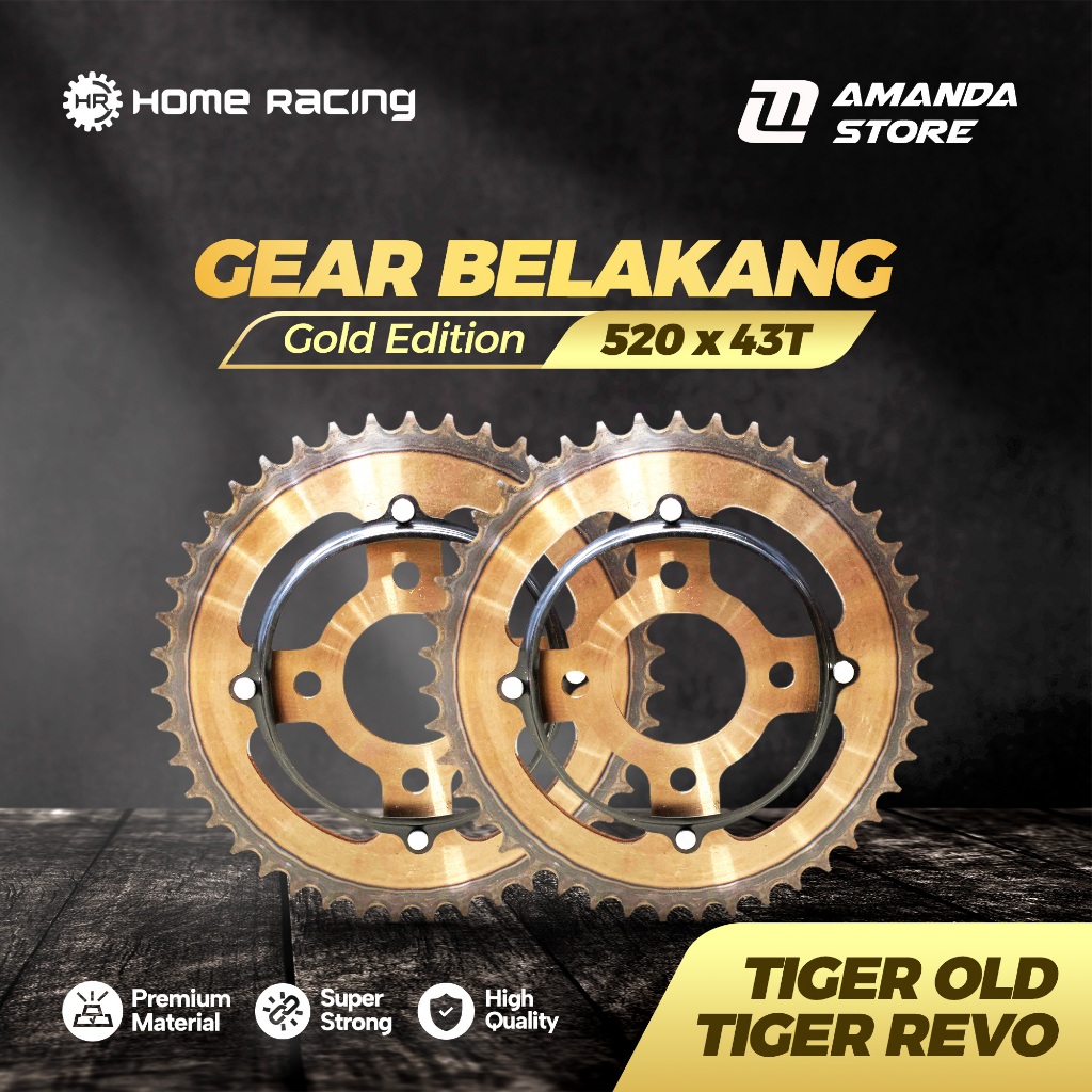 GEAR BELAKANG Gir Tarik Tiger Megapro GL Pro Neotech 520x43T (Gold Edition) Home Racing