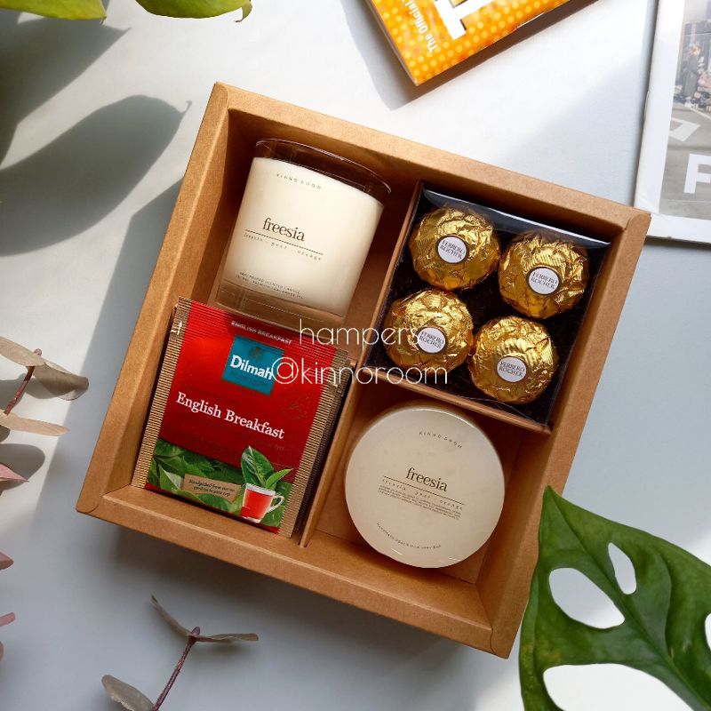 

Hampers Kado Gift Birthday Graduation Scented Candle Soap Dilmah Ferrero