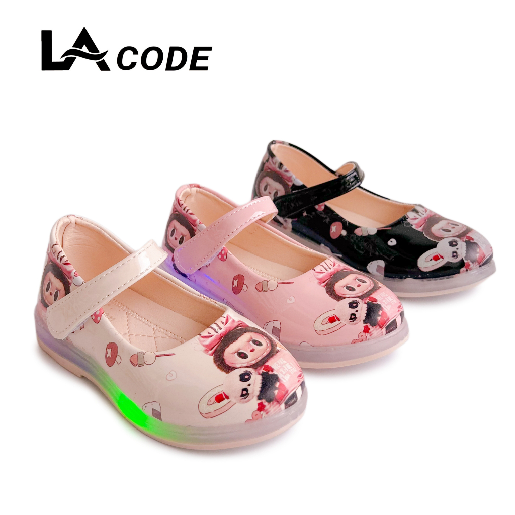 LACODE KIDS - Sepatu Pansus Anak Perempuan [21-36] Flat Shoes Anak Cewek Labubu LED 2513B