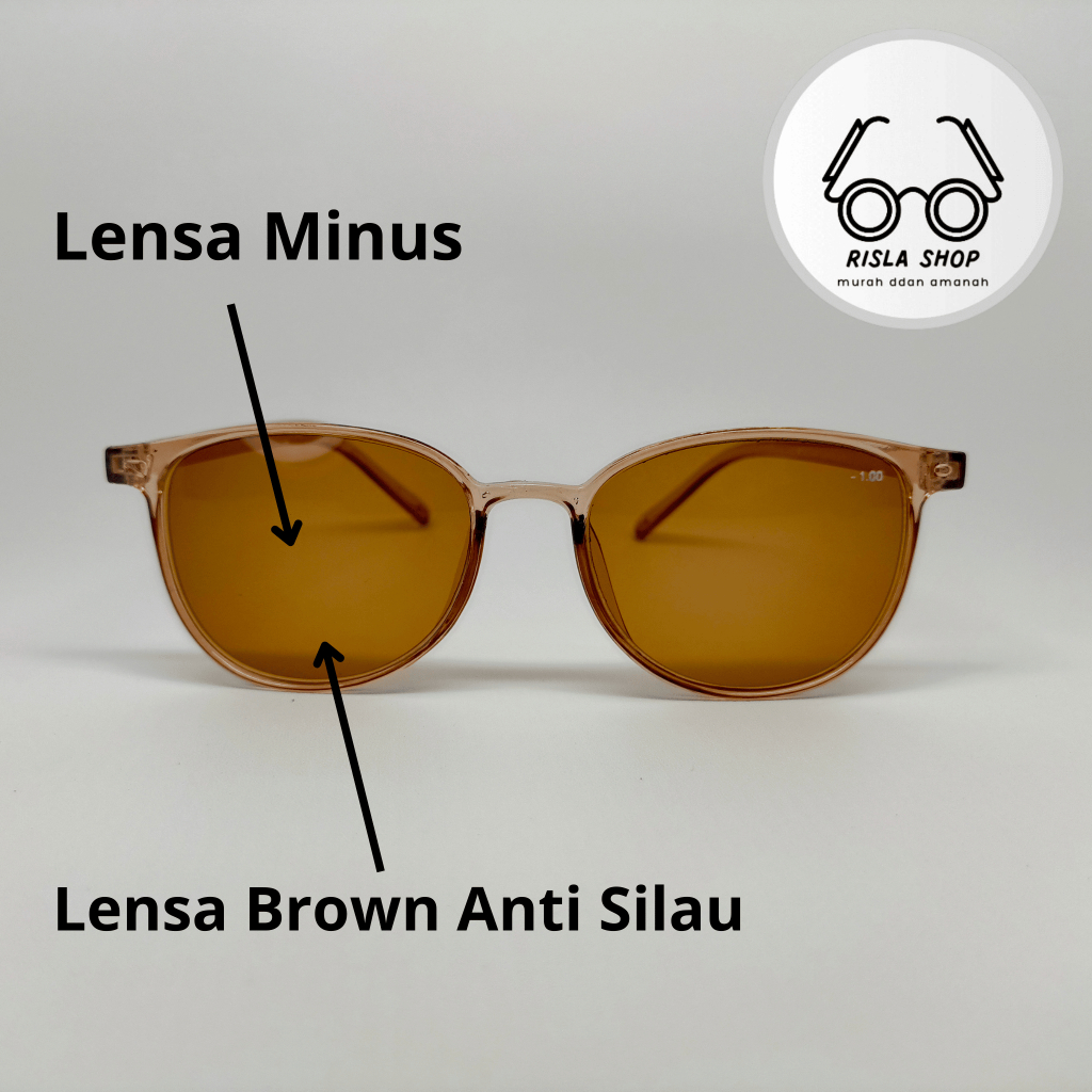Kacamata Minus Anti Sinar UV Lensa Warna Coklat Transparan Untuk Pria Dan Wanita Coklat SPH3016