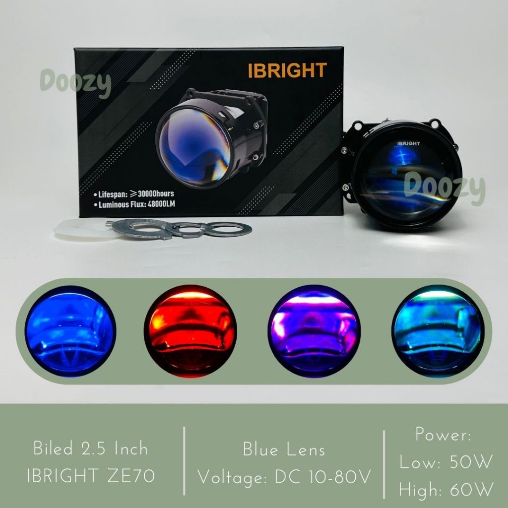 IBRIGHT ZE70 Projector Biled 2.5 Inch Blue Lens Plus Devil