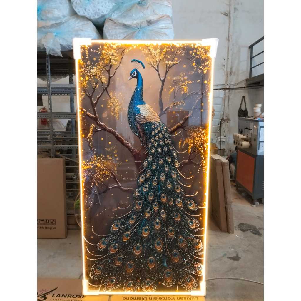 Pajangan Porcelain 5D Diamond LED Merak