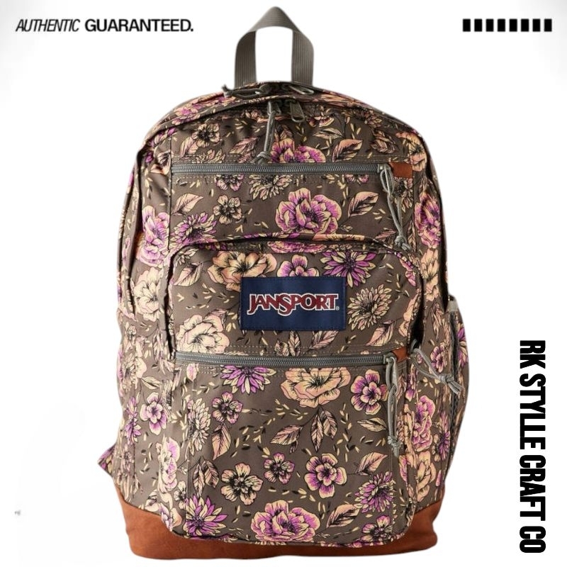 Tas Ransel | Tas Laptop | Tas Bekal Jansport Big Student 34L Flowers Brown 100%Original