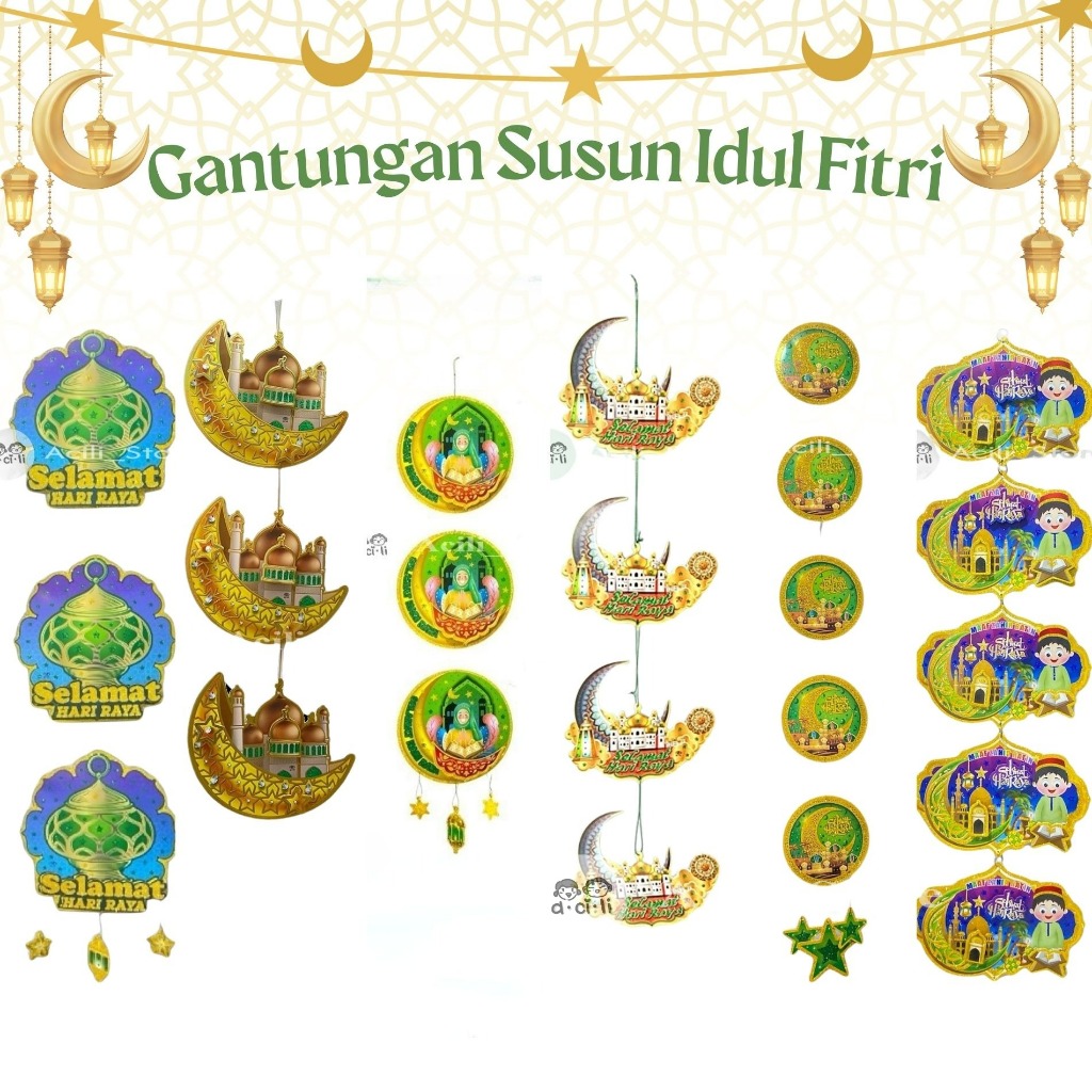 Aneka Gantungan Idul Fitiri Susun 3 4 5 Masjid Kubah Bulan Bintang Dekorasi Dinding Rumah Ramadhan L