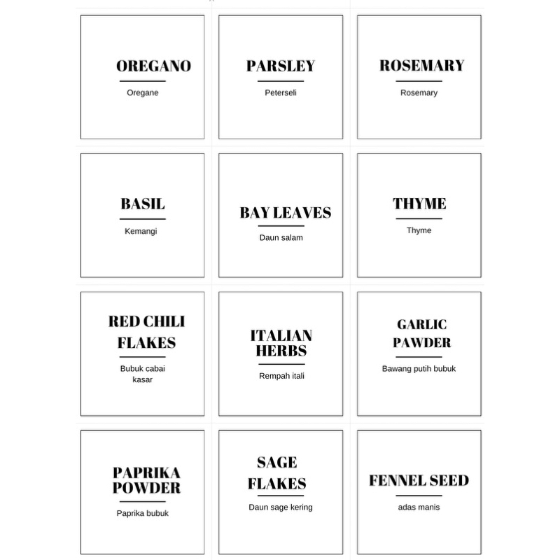 

READY STOK 12 pcs stiker label italian herb bumbu dapur penanda bumbu