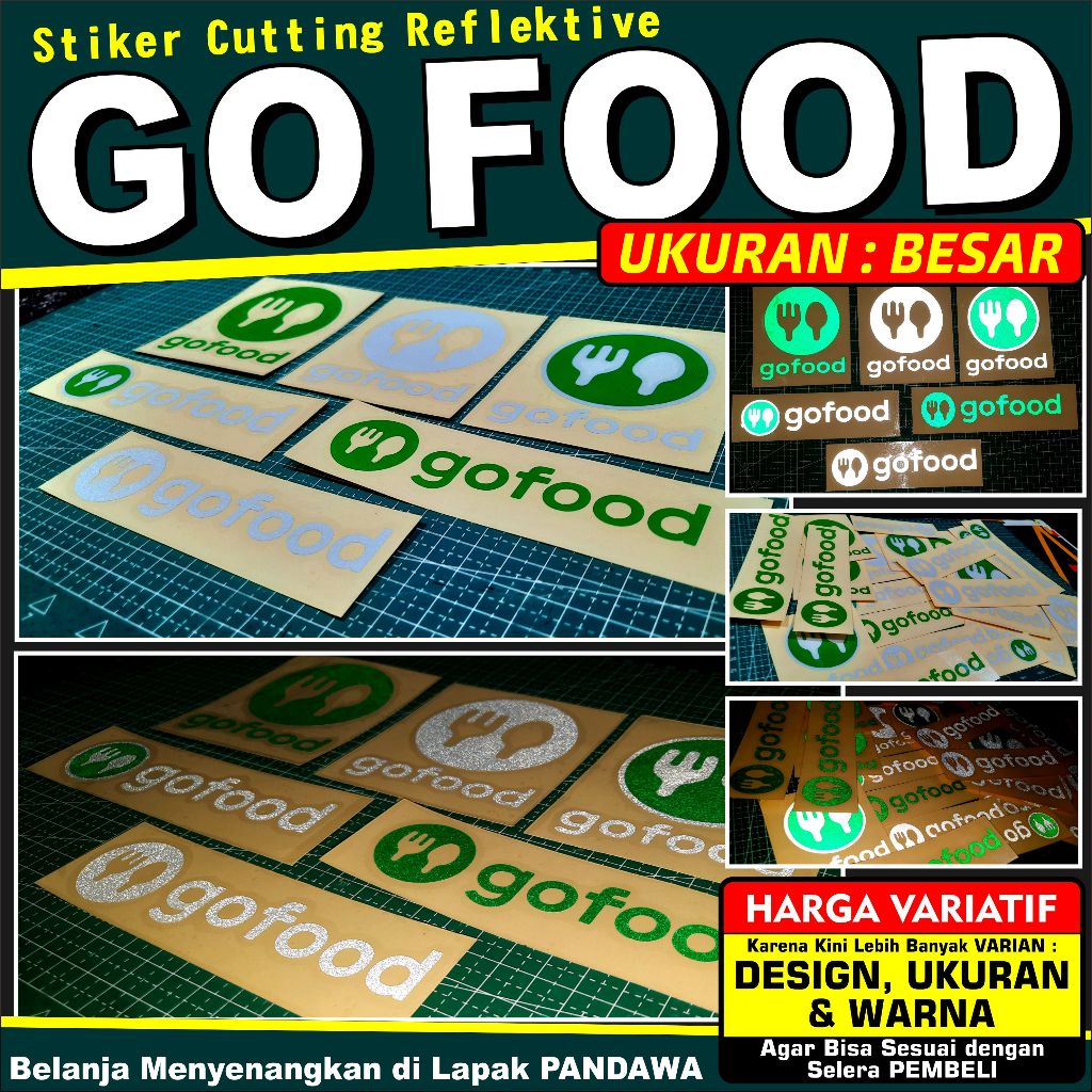 Stiker Cutting Reflektive : " GO FOOD " Ukuran BESAR