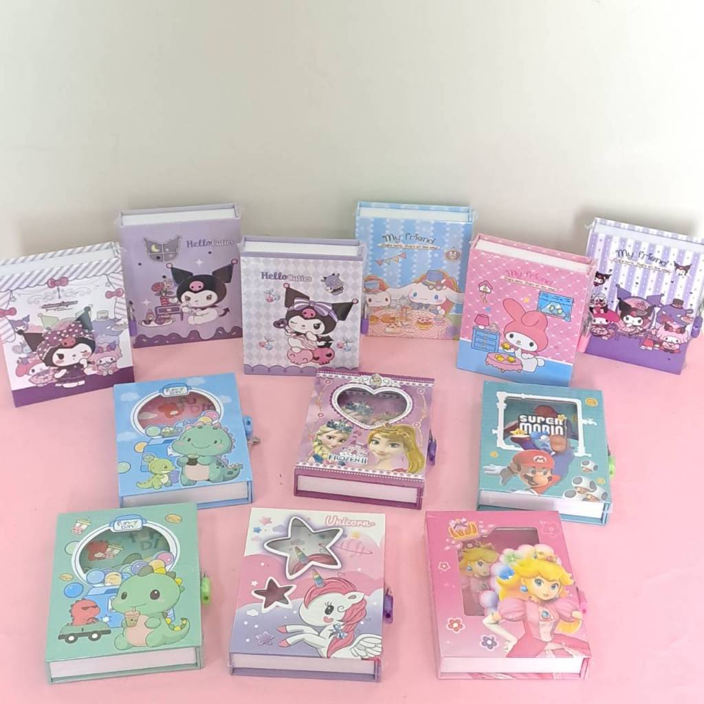 

Notebook Diary Gembok Box Melody Kuromi Cinnamoroll Princess Disney Super Mario Unicorn Dino