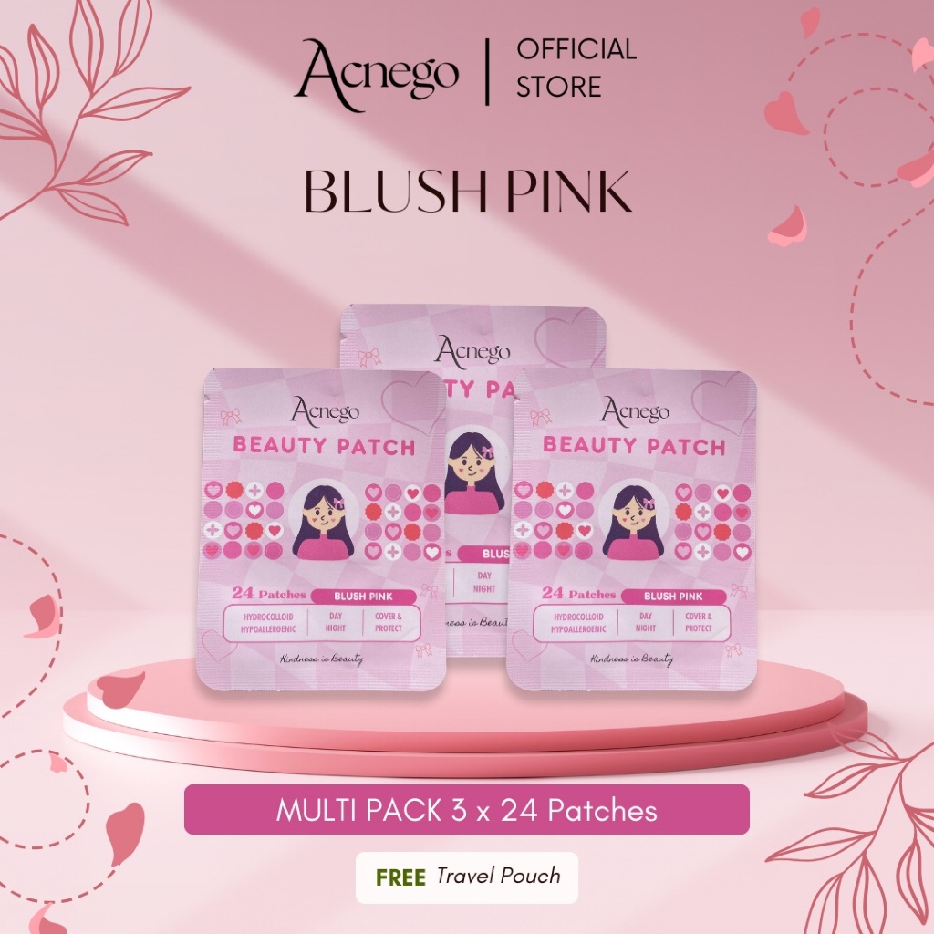 Multipack Acnego Acne Patch Blush Pink 24 Patches x 3 - Plester Jerawat Merah Muda - 2 Warna Love