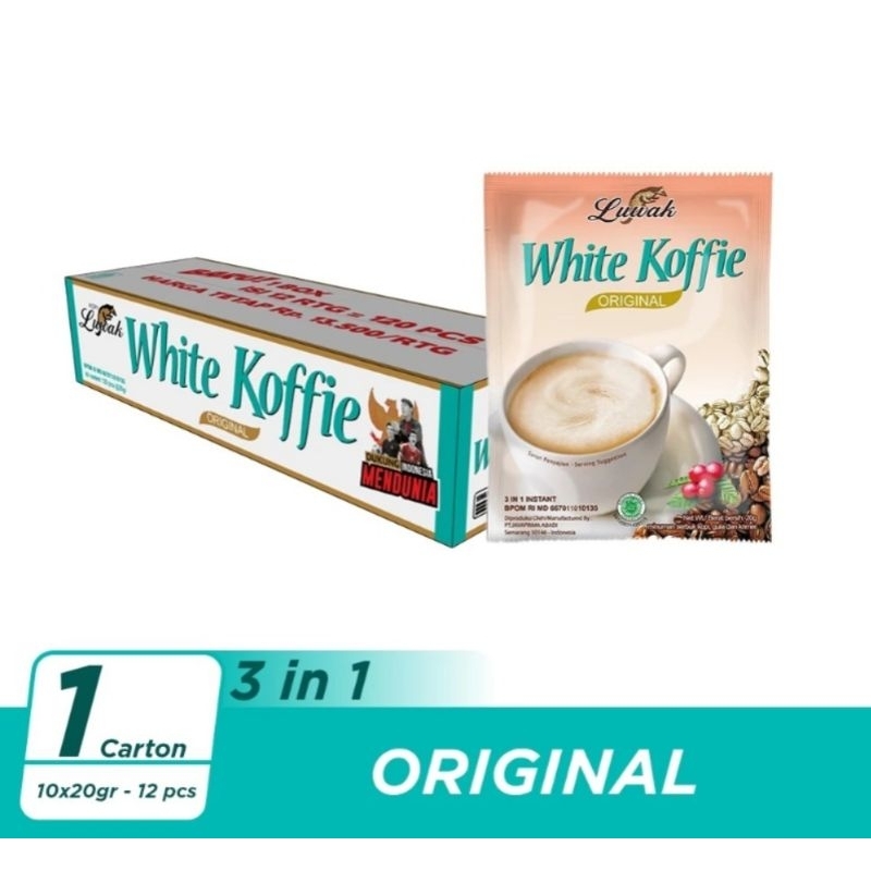 

kopi luwak white coffe 1 dus isi 12 renceng (10x20gr) exp lama