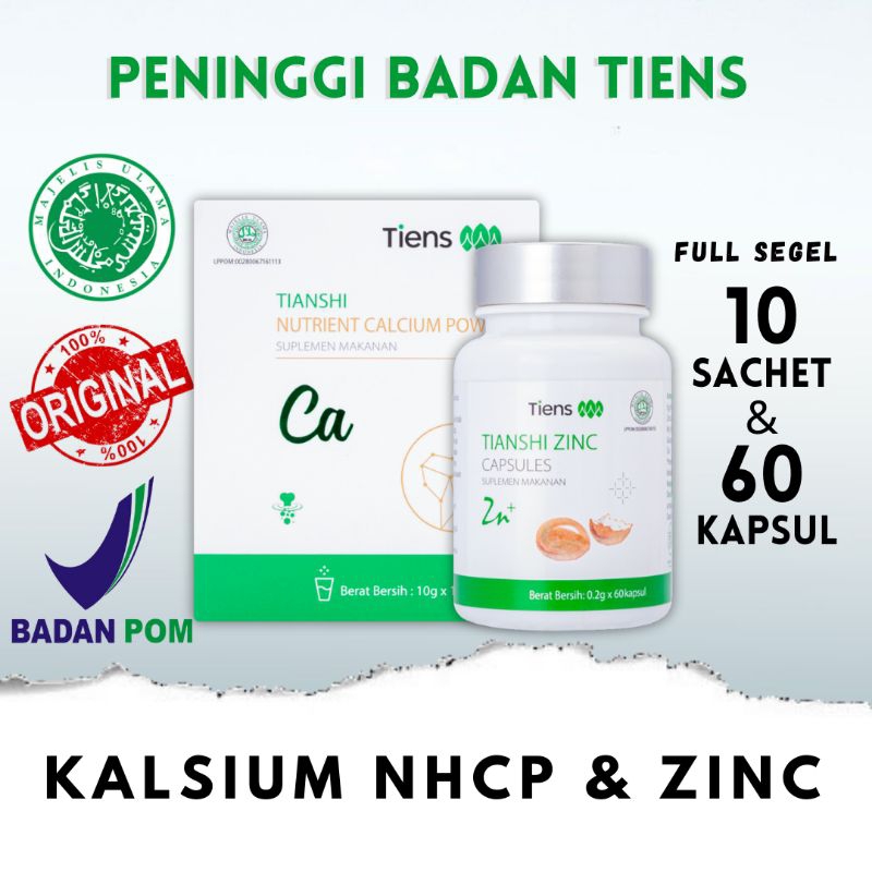 Peninggi Badan Tiens Original | Susu NHCP Kalsium & Zinc Kapsul | Nutrient Calcium Powder & Tianshi 