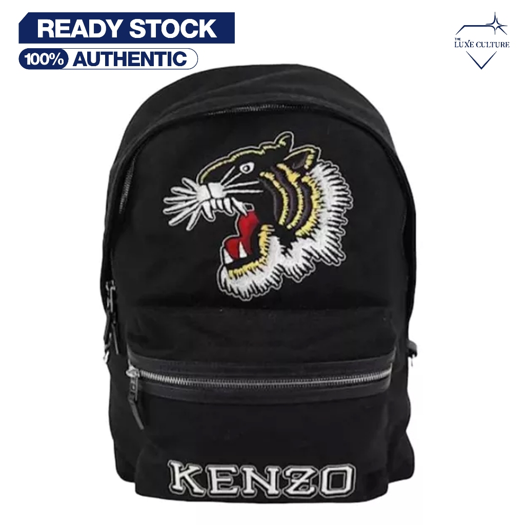 Kenzo Tiger Varsity Jungle Embro Black Backpack / Tas Branded Original