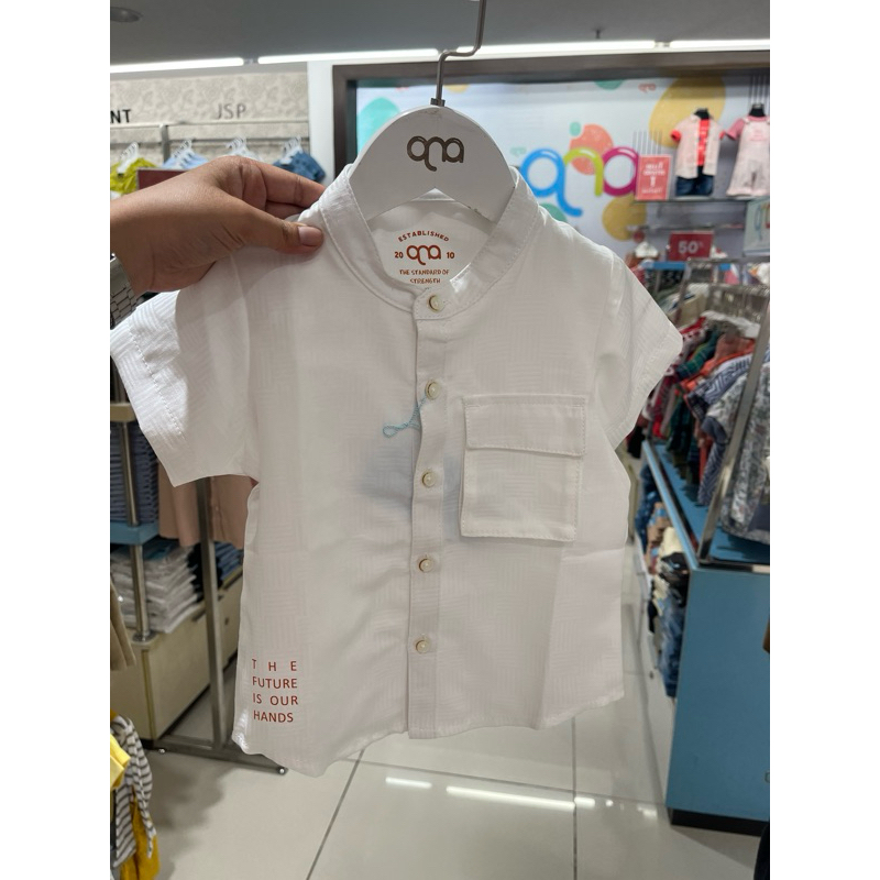 kemeja anak laki laki polos putih shafi by qna
