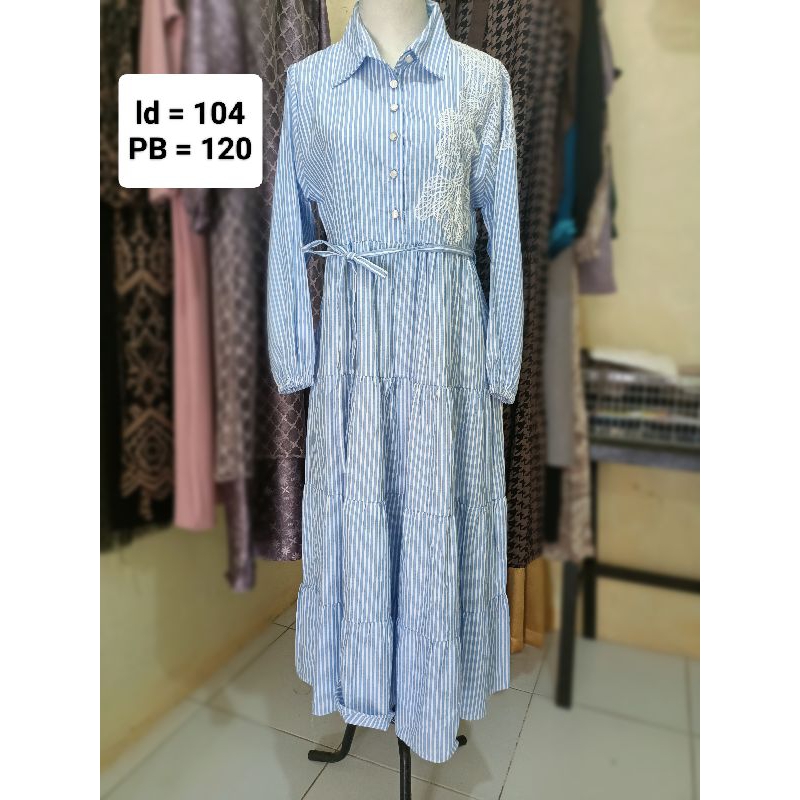 GAMIS MiDI salur brukat Prada warna biru muda