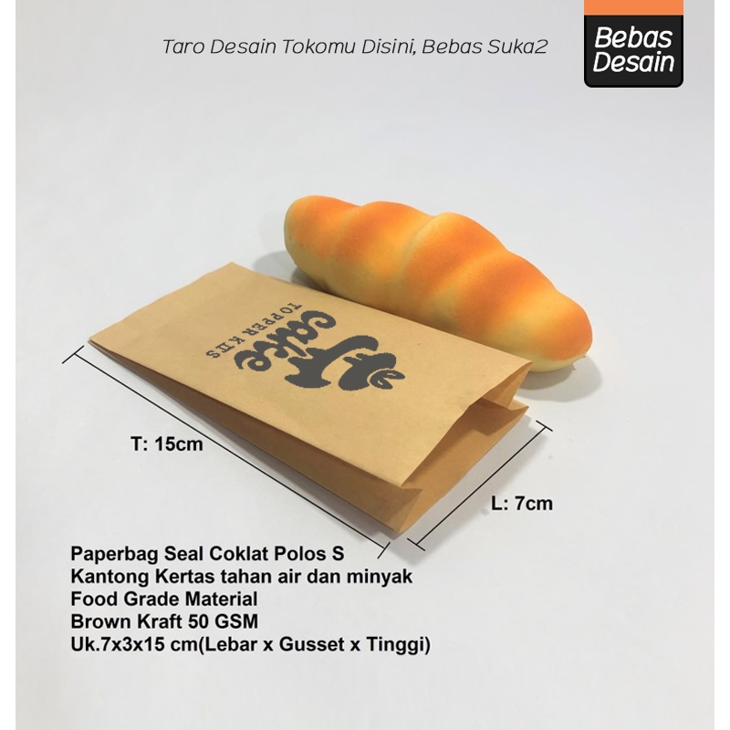 

+CETAK) Kantong Kertas Coklat SEAL 7x3x15 (S) Tahan Air dan Minyak Food Packaging Makanan Bungkus Kebab Roti