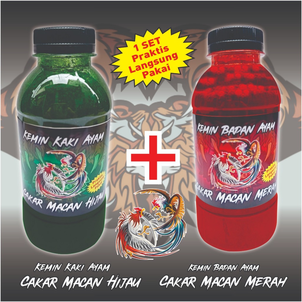 1 SET KEMIN CAKAR MACAN MERAH HIJAU KEMIN BADAN  KAKI AYAM JAGO TEBAL KUAT