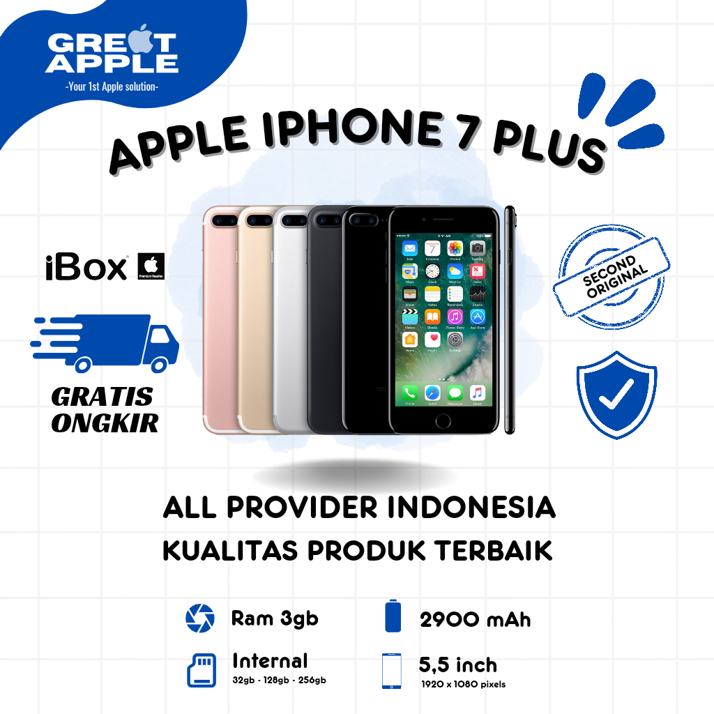 GREAT IP 7 PLUS 32GB 128GB 256GB Second BEKAS | MULUS NORMAL FULLSET