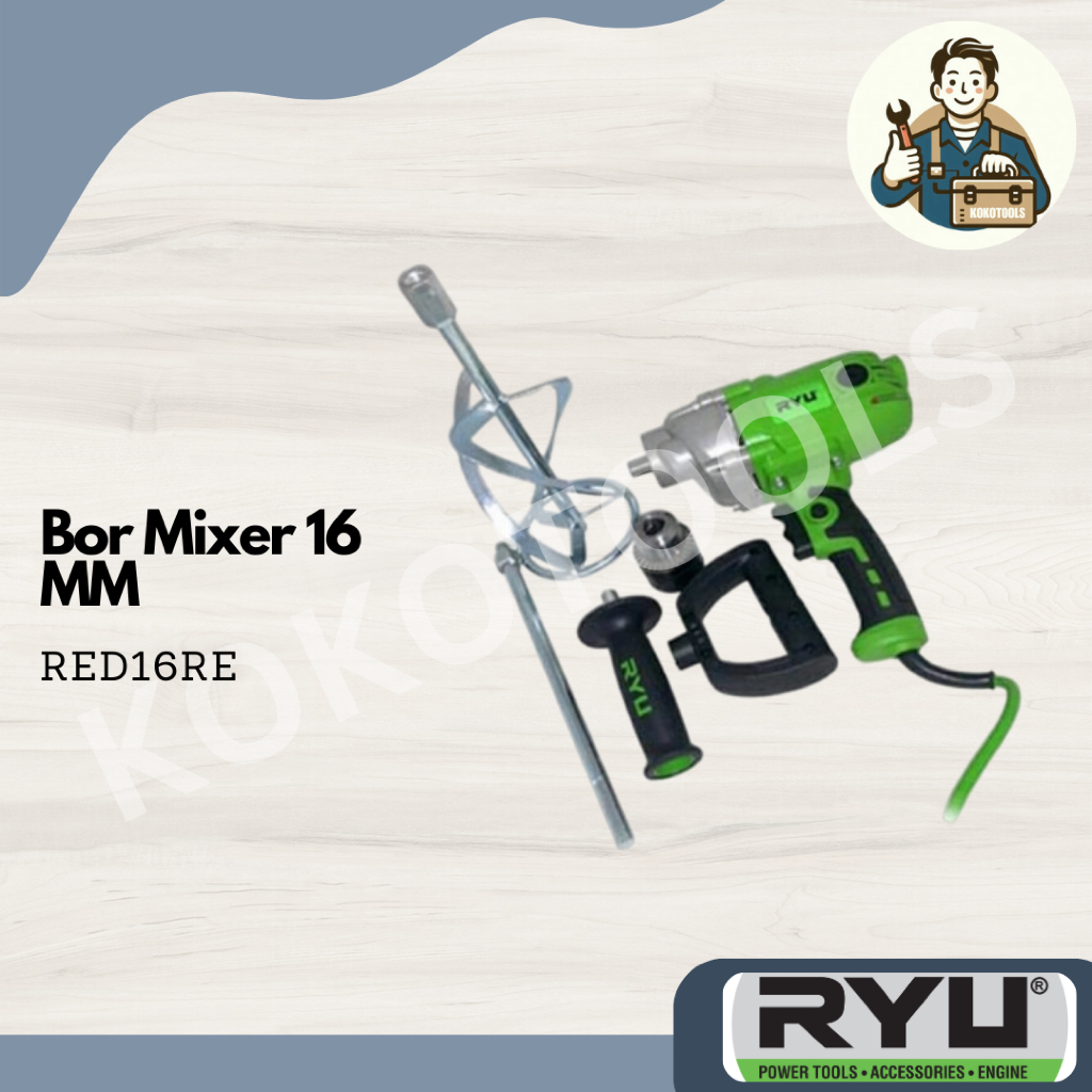 Bor Mixer Listrik Ryu (Electric Drill Mixer 16 MM) RED-16RE Ryu