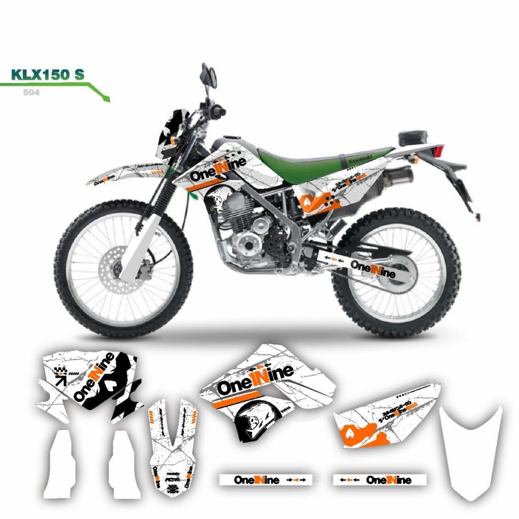 decal keren stiker full body klx 150 s variasi striping motif merah hitam putih keren