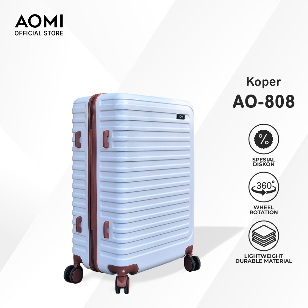 Koper Fiber AOMI 20–28” Acc Coffee – Ringan, Roda 360°, Anti Bentur (AO-808)