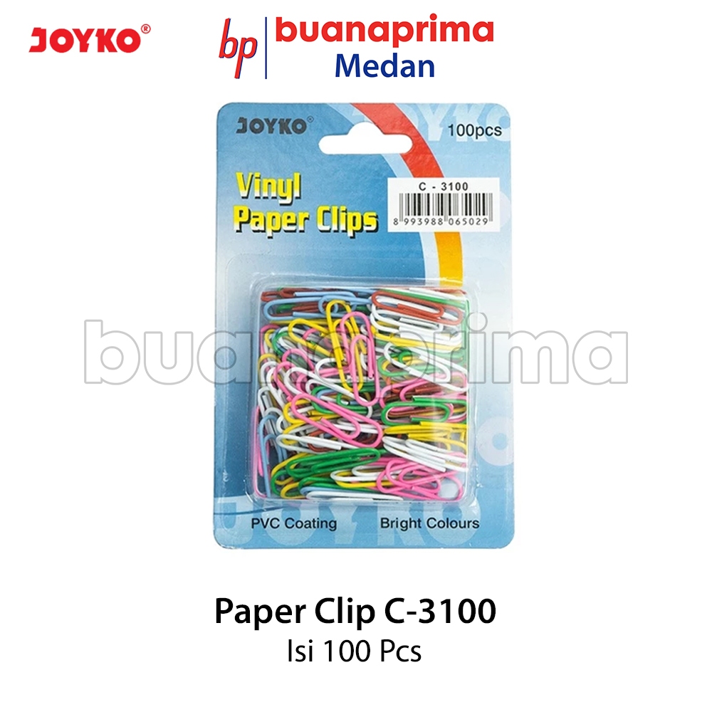 

PAPER CLIP JOYKO C 3100 Warna Warni 1 Pack Isi 100 pcs Penjepit Kertas Klip