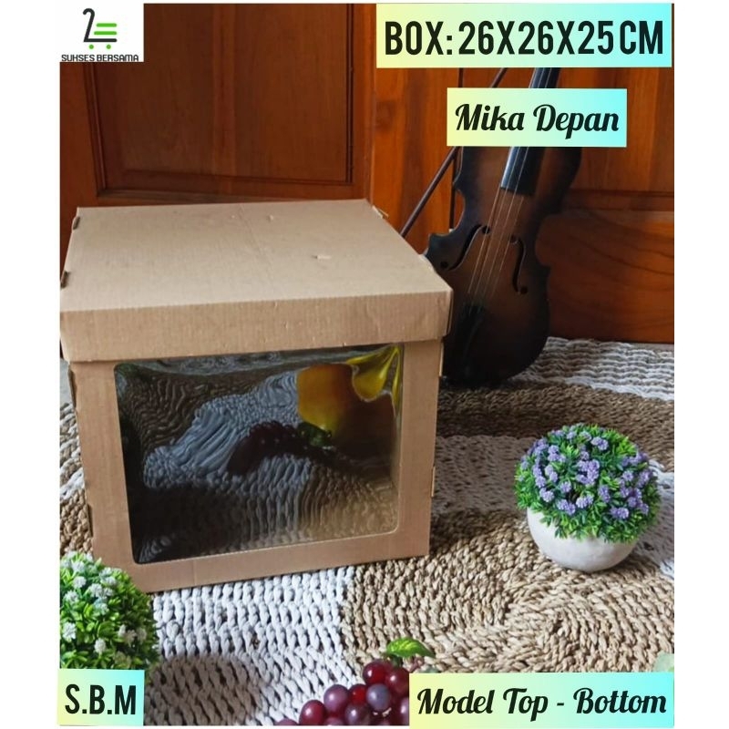 

Box 26x26x25 cm Window/Mika Depan( E Flute Top/Bottom/Puding/Tart/Kemasan Cake/Hampers