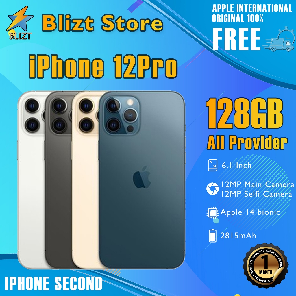 iPhone 12Pro 128GB Second Original100% OLED-Original Silent-Camera Fullset Mulus Like New handphone