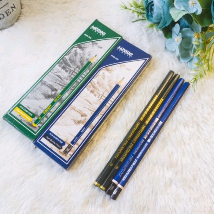 

[ PAK ] Pensil M2000 warna Hijau & Biru / Pensil Murah M2000 1 Pak isi 12 Pcs