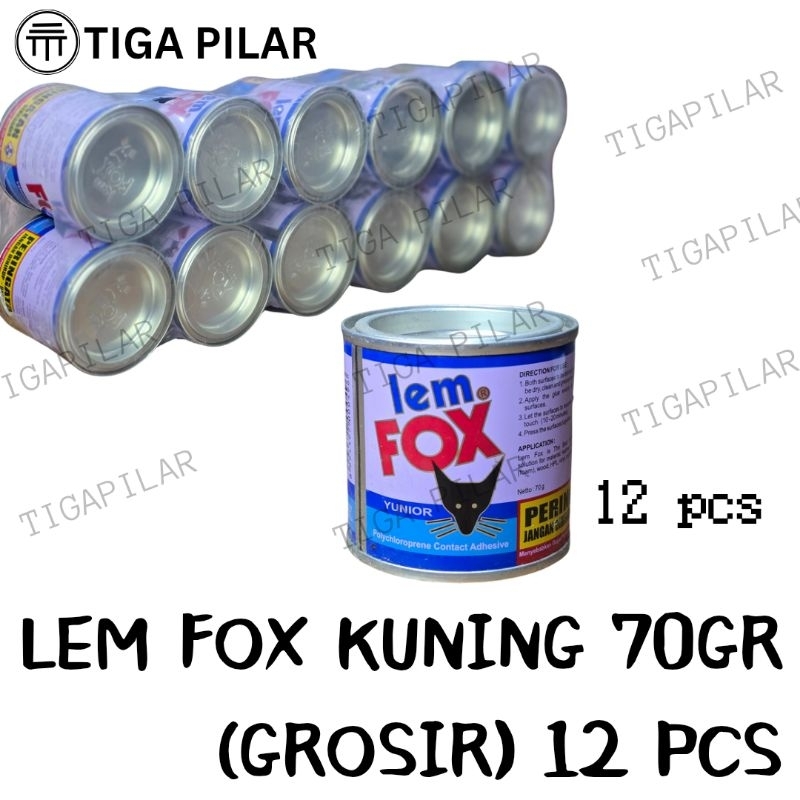 

LEM FOX BIRU GALON KECIL 70GR LEM KUNING HPL BUSA KULIT VINYL GROSIR 1 LUSIN (12PCS)