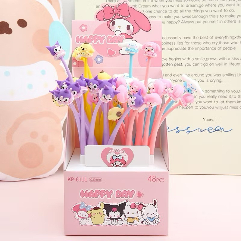 

Pen Anak Lentur Goyang Cinnamoroll Kuromi My Melody Pompompurin Pulpen Elastis 3D Lucu Karakter Kartun 0.5mm