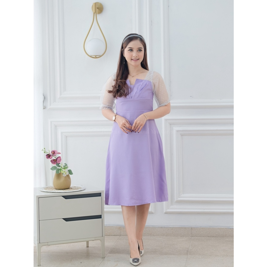 Gaun Midi Dress Korea Baju Kondangan Wanita Kekinian Dress Korean Style Dress Pesta Wanita Dress Hit