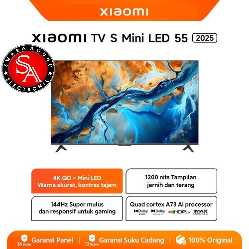 QD - Mini LED Google TV 55 Inch Xiaomi S 2025 - High Refresh Rate 144 Hz ( MEDAN )