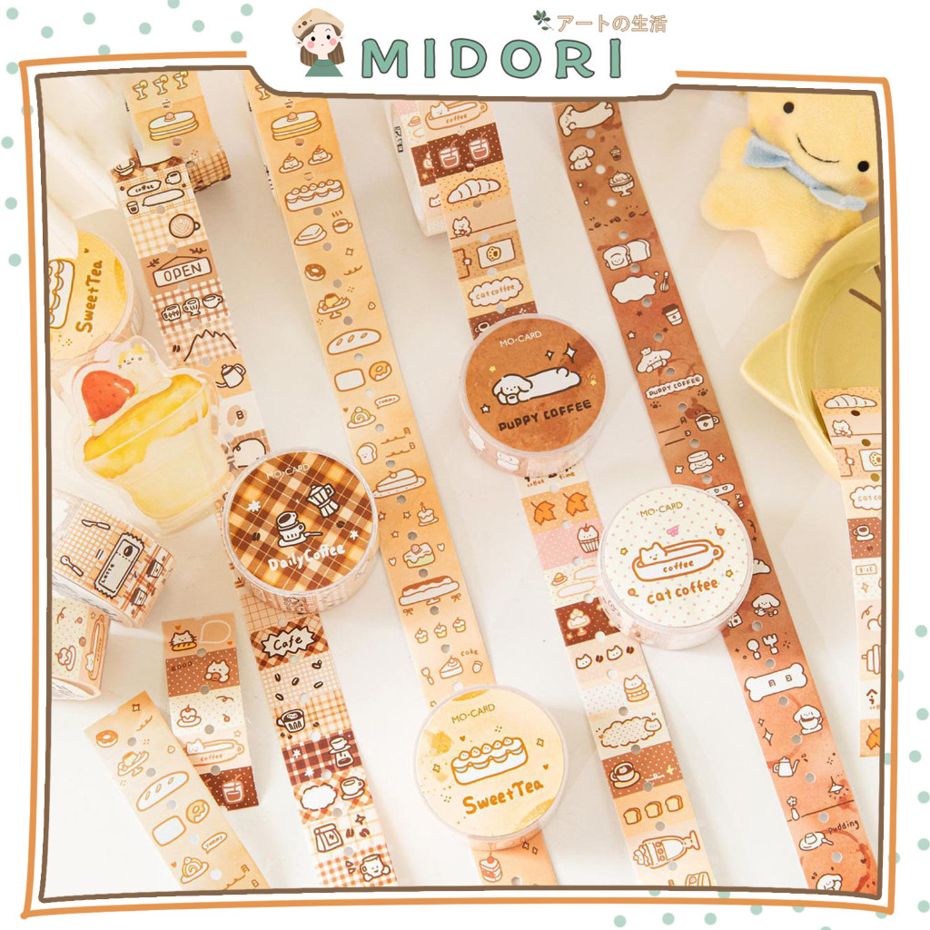 

[MIDORI] 1Rolls STICKER CAFETERIMS SERIES Washi Tape Cute Planner DIY Scrapbook Stiker Dekor Jurnal - A0067