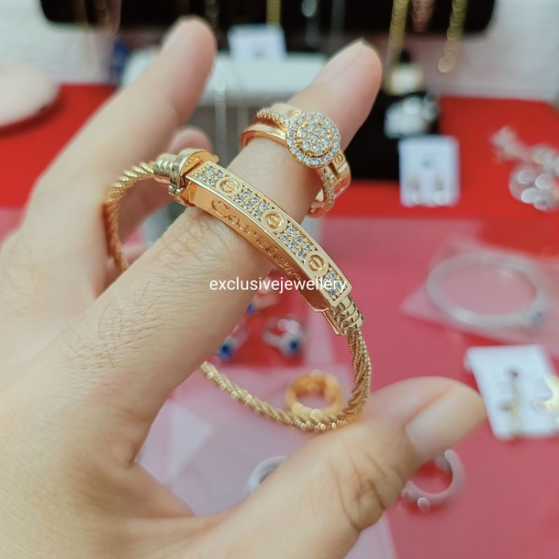 Set gelang bangle CT dan cincin CT gold muda mewah
