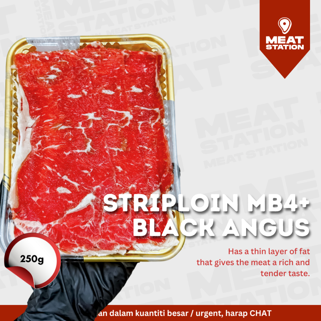 

Black Angus Striploin MB 4+ 250g Slice Cut / Slice Cut/ Grill