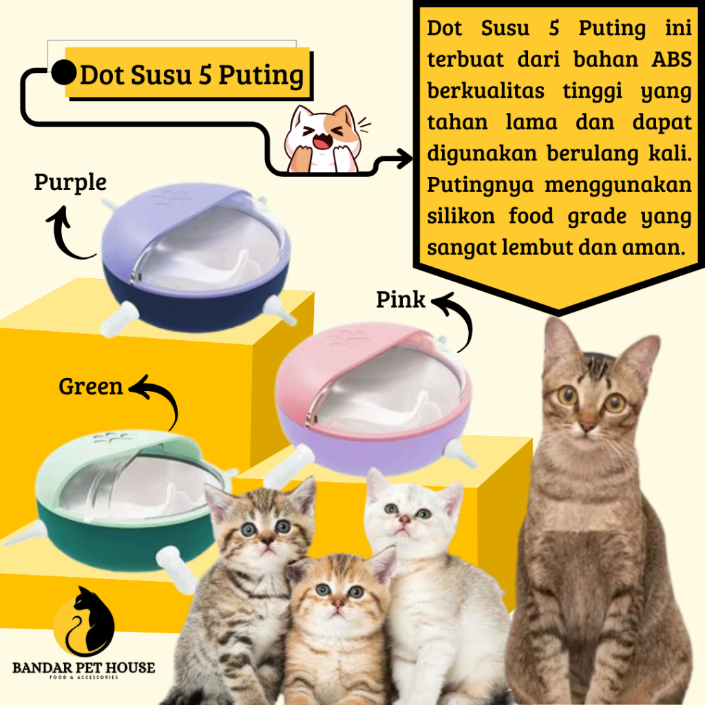 Pet feeder bayi kucing anjing 5 dot botol susu anak kucing & anjing minum susu Mangkok dot susu anak
