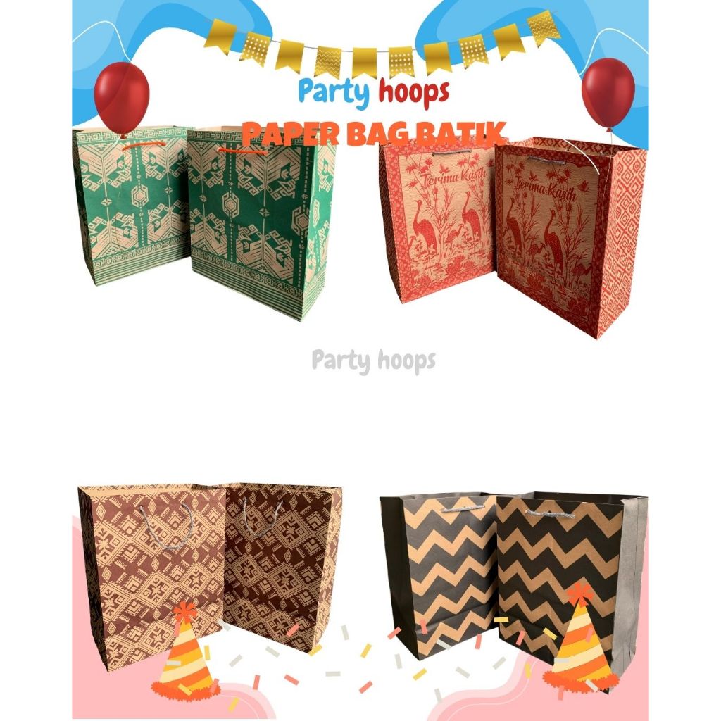 

12pcs Paper Bag Motif Batik Per Pack 20x25cm Kantong Kertas Souvenir Parthoops