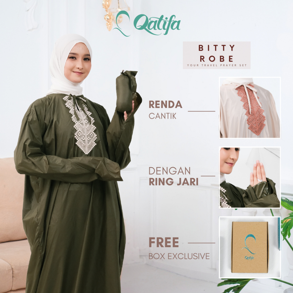 QATIFA Mukena Travel Jubah Terusan Bitty Robe / Mukena Jubah / Mukena Travel Bitty
