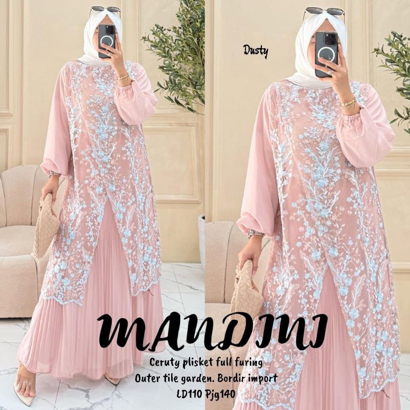 2in1 Mandini Dress | Maxi dress premium | Gamis Outer brokat bordir