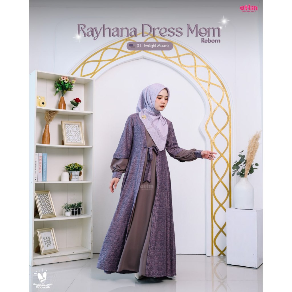Attin Rayhana Dress Ibu Reborn Panjang Jacquard Viscose Shakila halus lembut tidak nerawang busui fr