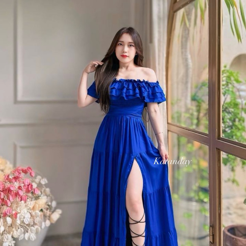 KatanBali Molise Dress, Maxi Dress, Sabrina Ruffle Dress, Baju Panjang Wanita, Beach Wear, Resort We